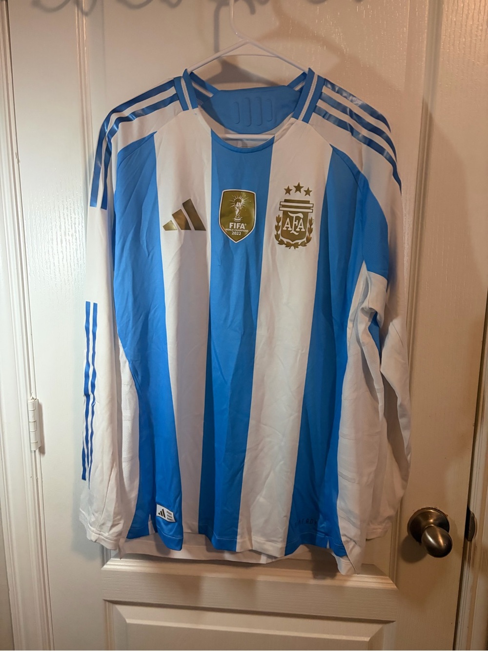 Adidas Argentina Long-Sleeve Soccer Jersey - Blue & White